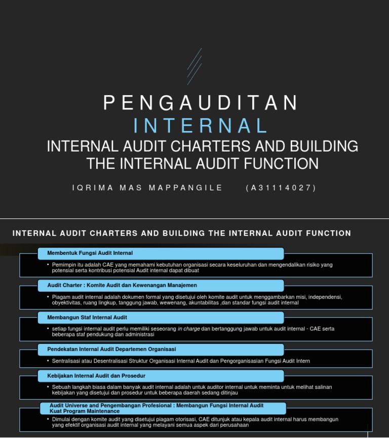 Internal Audit Charters And Building The Internal Audit Function Pdf