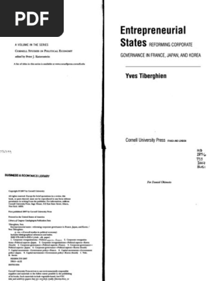 Yves Tiberghien Entrepreneurial States Reforming Corporate - 