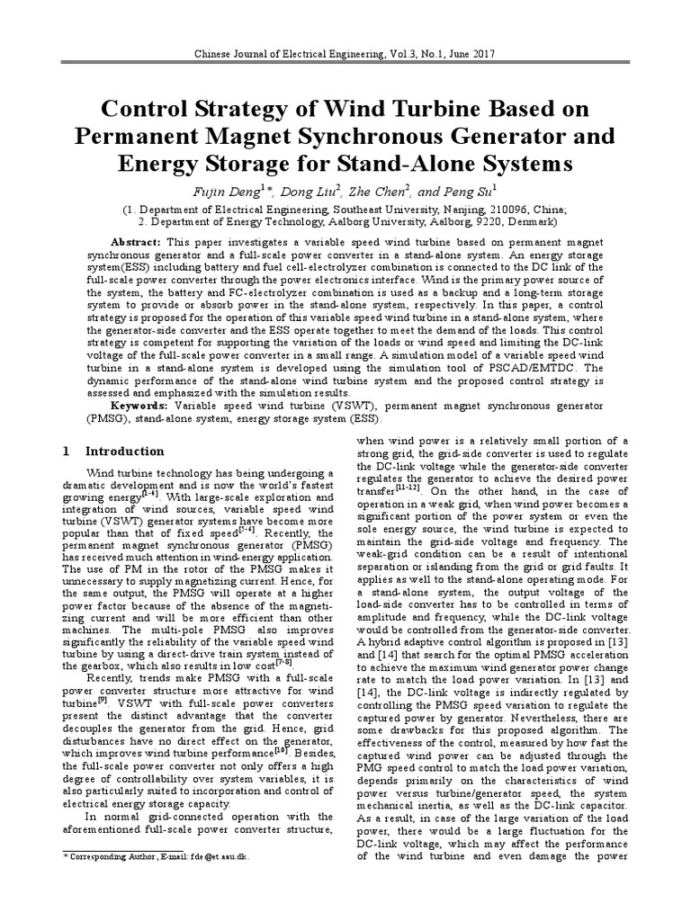 Control Strategy of Wind Turbine Based On Permanent Magnet Synchronous ...