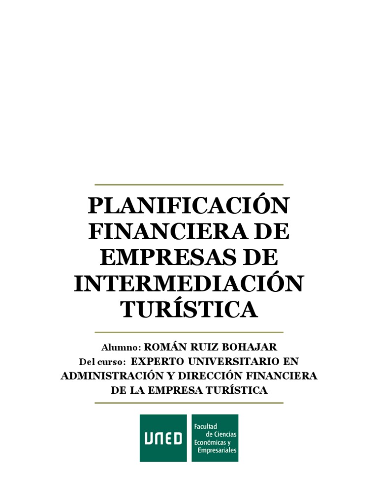 Planificación financiera de empresas de intermediación turística Turismo Costo