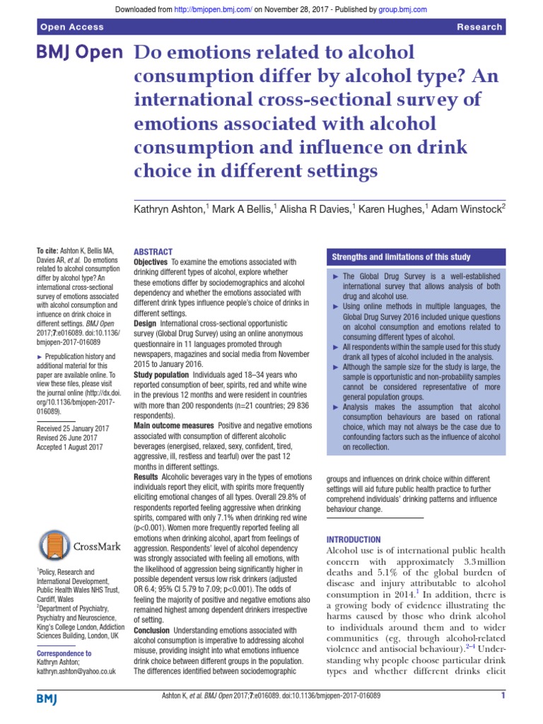 Different Alcohol Types Trigger Specific Emotions | PDF | Alcoholism ...