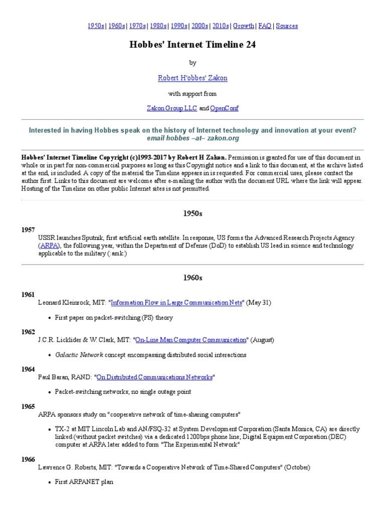 Hobbes Internet Timeline - The Definitive Arpanet Internet History ...
