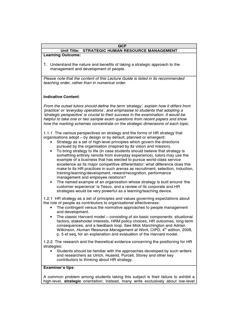 Strategic Human Resource Management Guide | PDF | Strategic Management ...