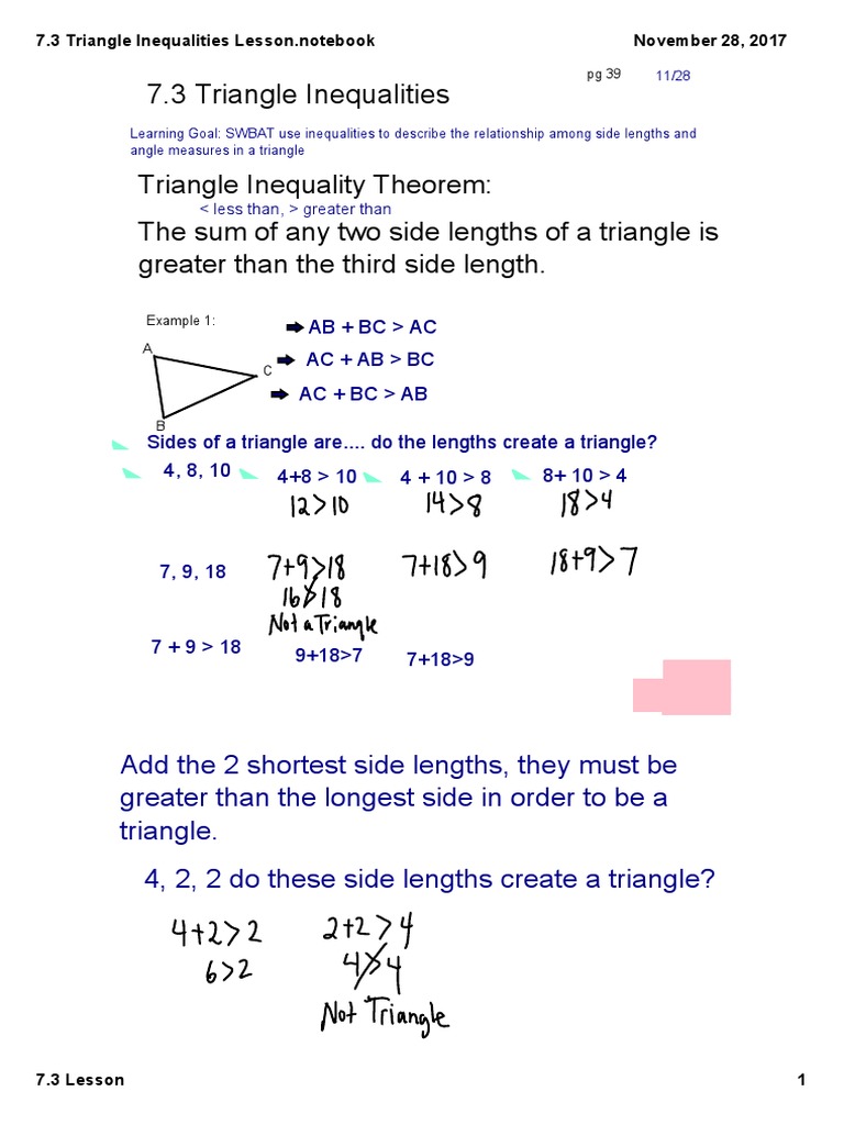 7 3 triangle inequalities homework answers image