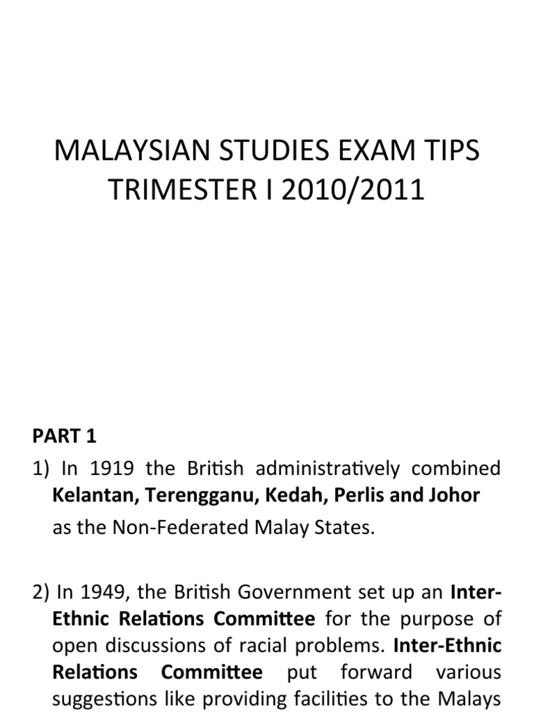 Malaysian Studies Exam Tips Tri 1 1011 Malaysia International Law