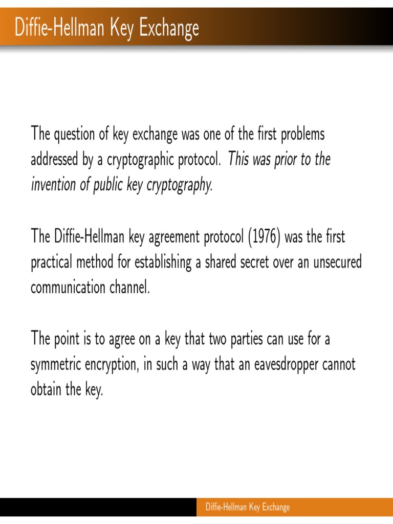 Diffie-Hellman Key Exchange | PDF | Key (Cryptography) | Cryptography