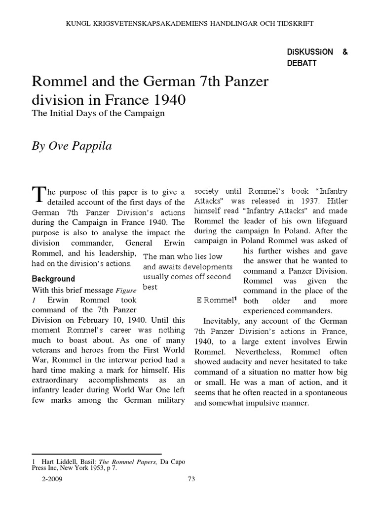 Erwin Rommel 7TH Panzer Division | PDF