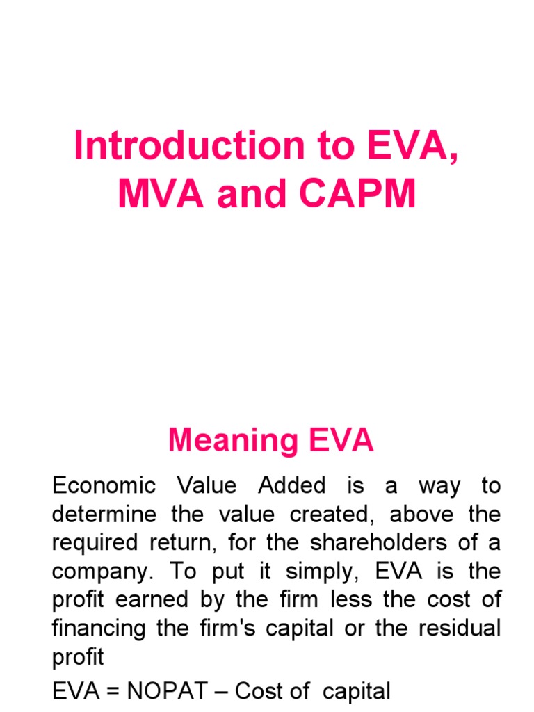 Eva Mva and Capm | PDF