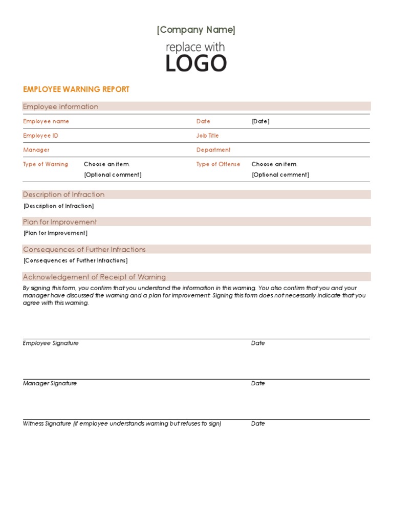 (Company Name) : Employee Warning Report | PDF | Career & Growth | Business
