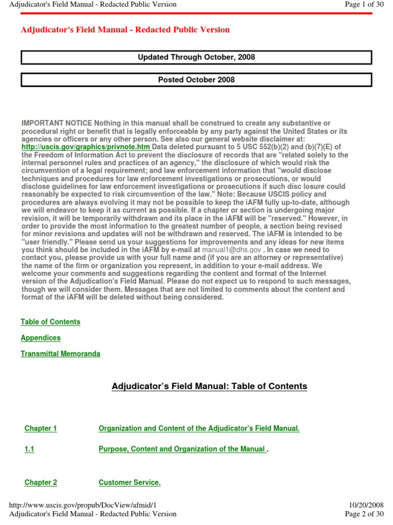 Adjudicator's Field Manual TOC | PDF | United States Nationality Law ...