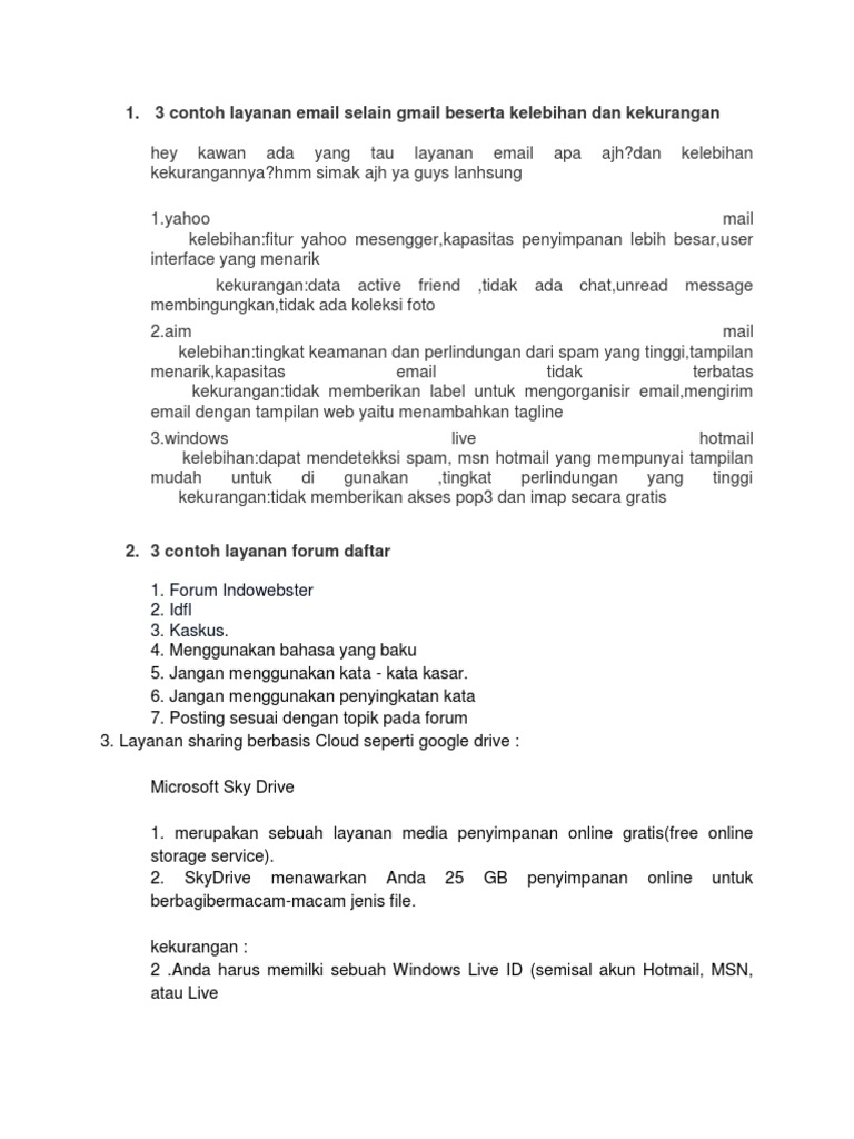 3 Contoh Layanan Email Selain Gmail Beserta Kelebihan Dan Kekurangan | PDF