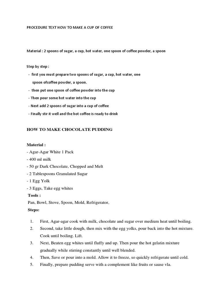 Procedure Text How to Make a Cup of Coffee