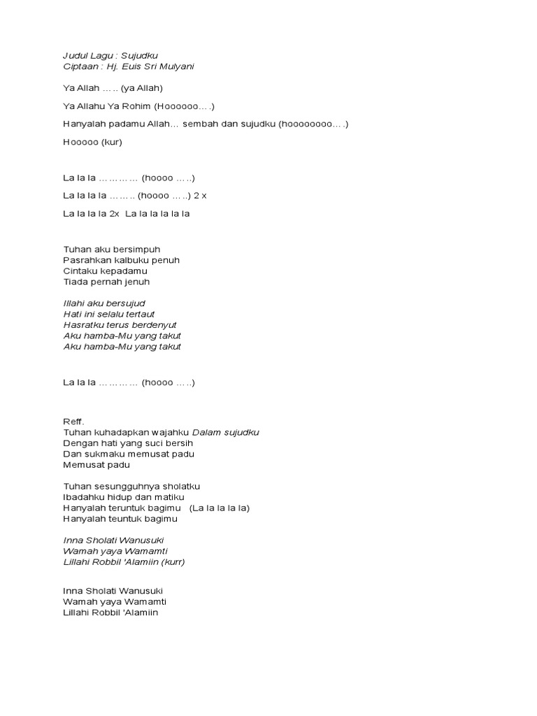 Lirik Sujudku Pdf