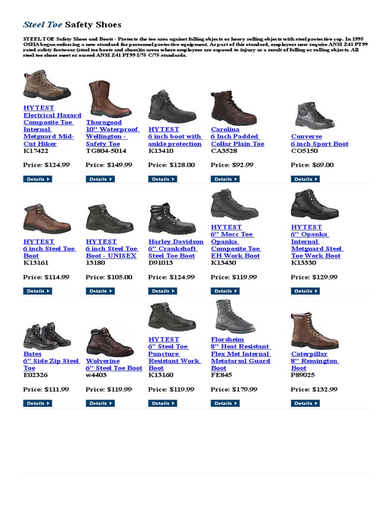 hytest footrest steel toe shoes