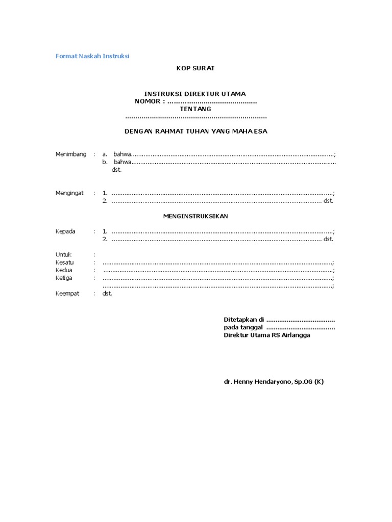Format Naskah Instruksi Direksi | PDF | Komputer | Teknologi & Rekayasa
