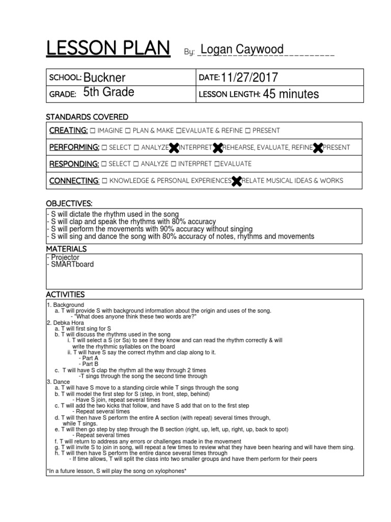 Lesson Plan 5th Grade 1127 Rhythm Cognition