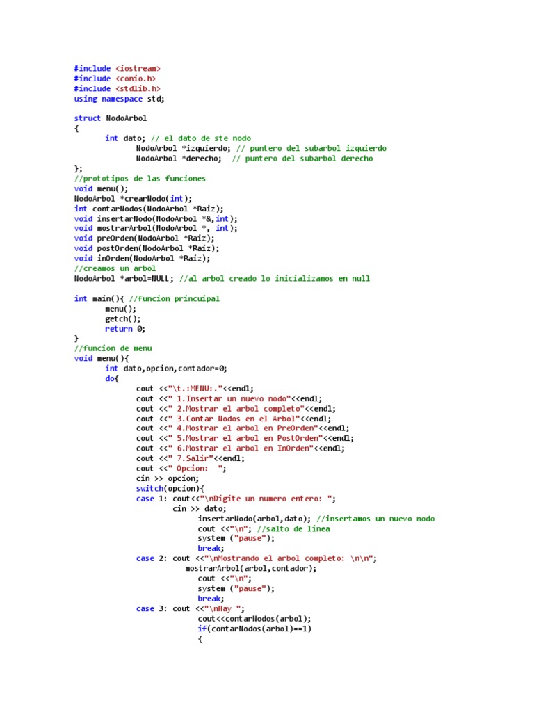 Arbol Binario en C++ | PDF | Áreas de informática | Datos de computadora