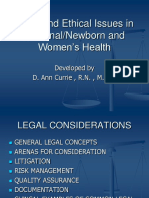 Legal Issues in Maternal Newborn and Women's Health Spring 2011