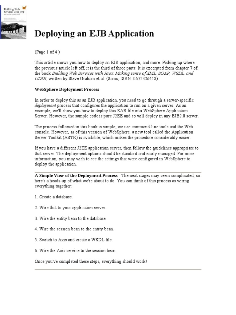 EJB Deployment in WebSphere Guide | PDF | Enterprise Java Beans | Databases