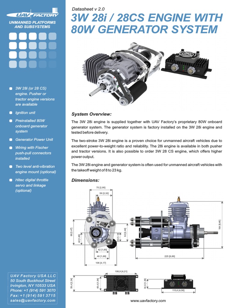 3W 28i Engine and Generator Datasheet | PDF | Battery (Electricity ...