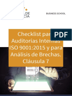 Checklist Auditoria Interna Iso 9001 2015 Analisis Brechas Clausula 7 PDF