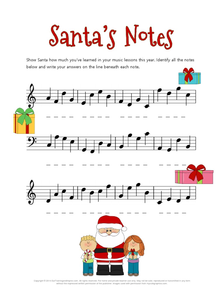 Christmas Music Worksheets Santa's Notes | PDF | Intellectual Works ...
