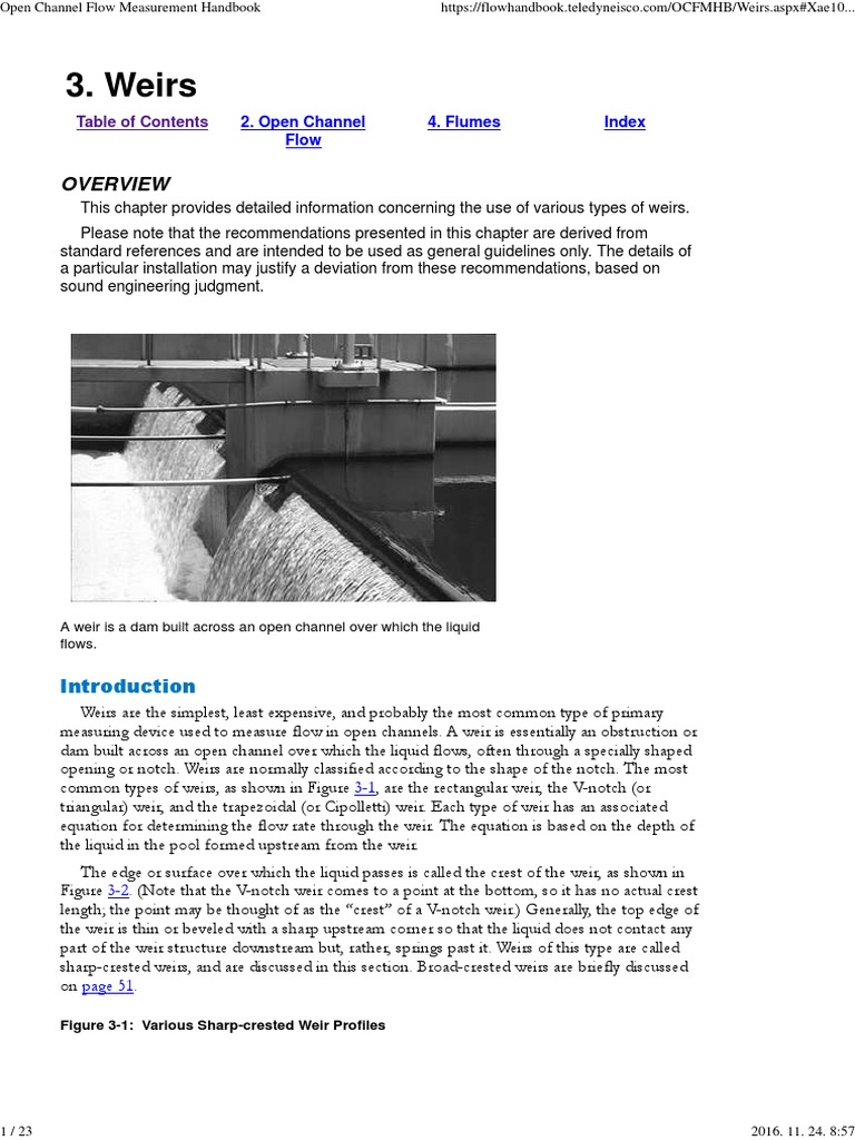 Open Channel Flow Measurement Handbook PDF Download Free PDF Flow