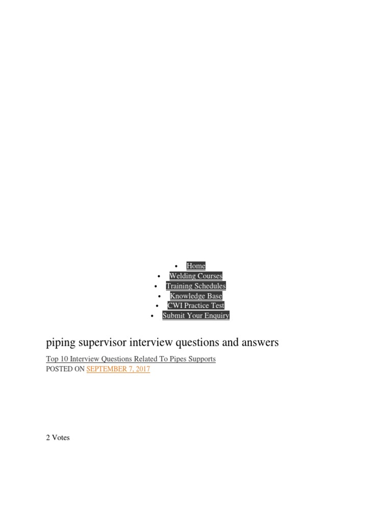 Piping Interview Questions Download Free Pdf Pipe Fluid Conveyance