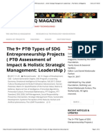 The 9+ PTƟ Types of SDG Entrepreneurship Projects ( PTƟ Assessment of Impact & Holistic Strategic Management