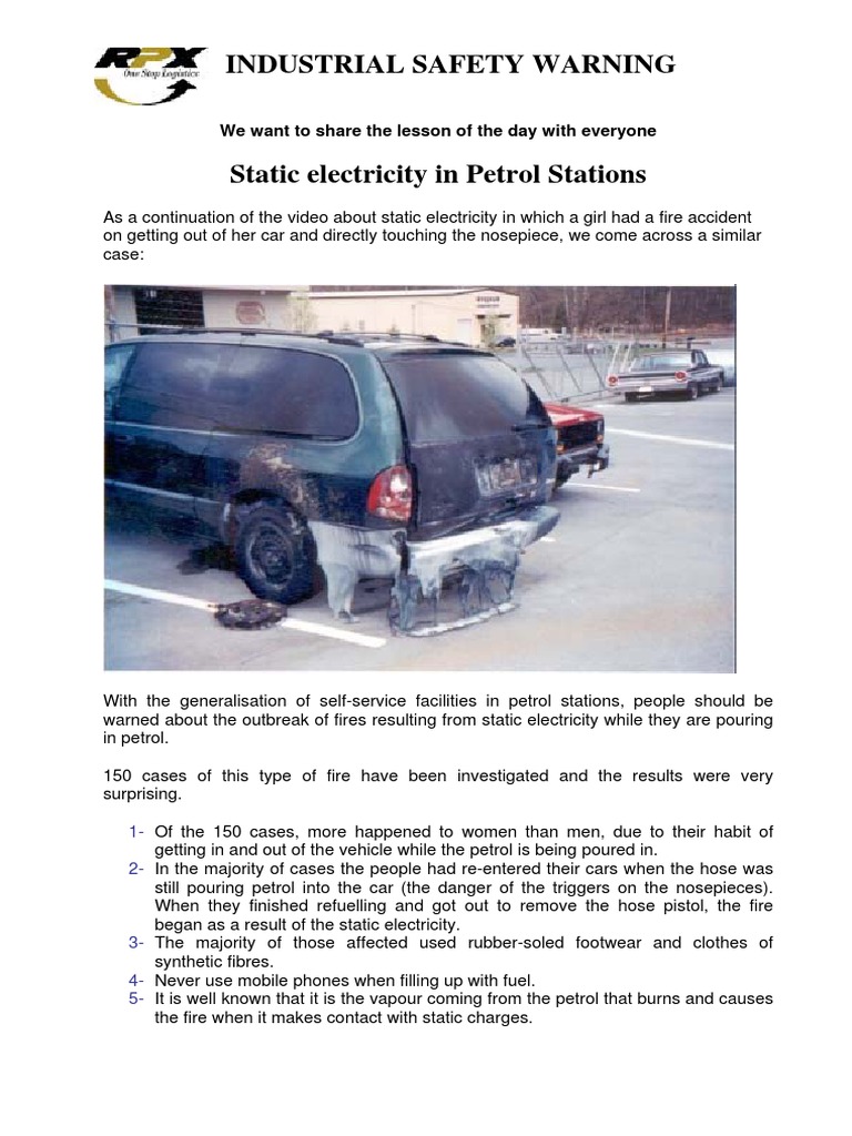 Static Electricity in Petrol Stations Filling Station Gasoline
