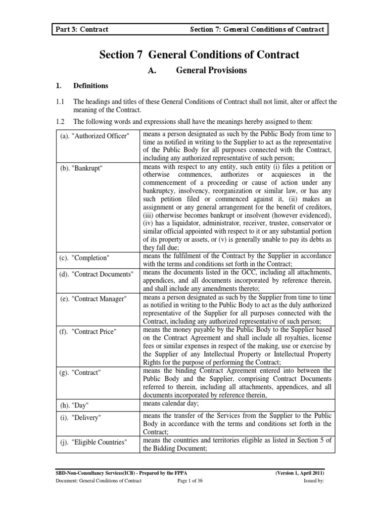 General Conditions of Contract | PDF | Bankruptcy | Assignment (Law)