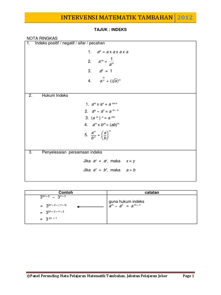 Modul 7 Indeks Dan Logaritma 1 Pdf