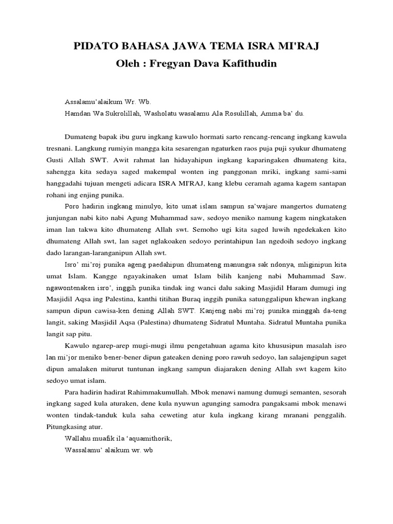 32++ Pidato bahasa jawa isra miraj singkat terbaru mudah dihafal