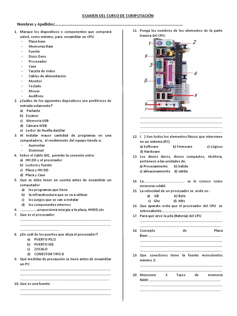 Examen de Computacion | PDF | Áreas de informática | Tecnología de medios