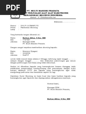 7 Contoh Surat Skorsing Perusahaan Kepada Karyawan Terbaru Format Word