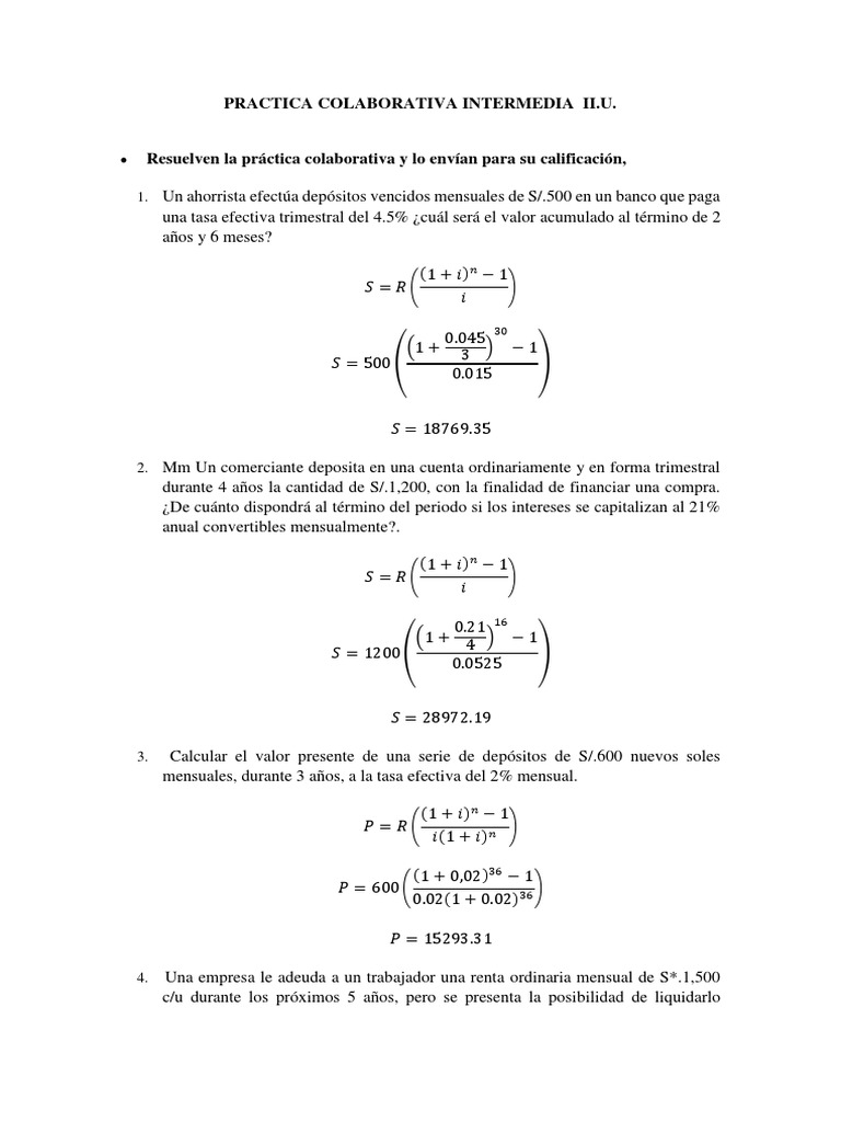 Ejercicios de Cálculo Financiero | PDF | Dinero | Economias