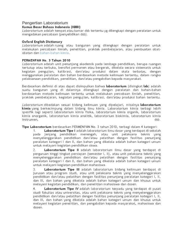 Definisi dan Tipe Laboratorium | PDF | Sains & Matematika