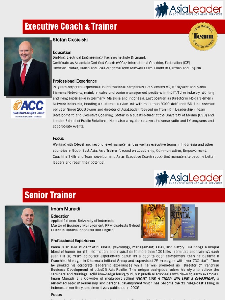 Profiles Trainers - Coaches 2016 | PDF | Leadership | Strategic Management