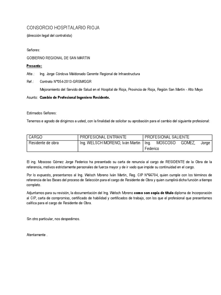 Solicitud Cambio De Residente Pdf Hospital Gobierno
