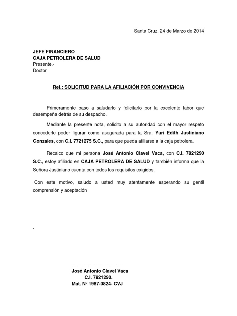Solicitud De Afiliacion Caja Petrolera Pdf