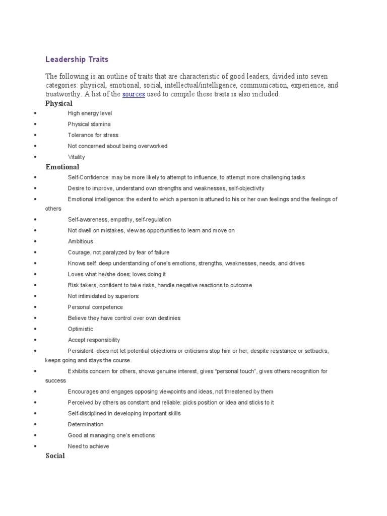 Leadership Traits | PDF | Leadership | Expert