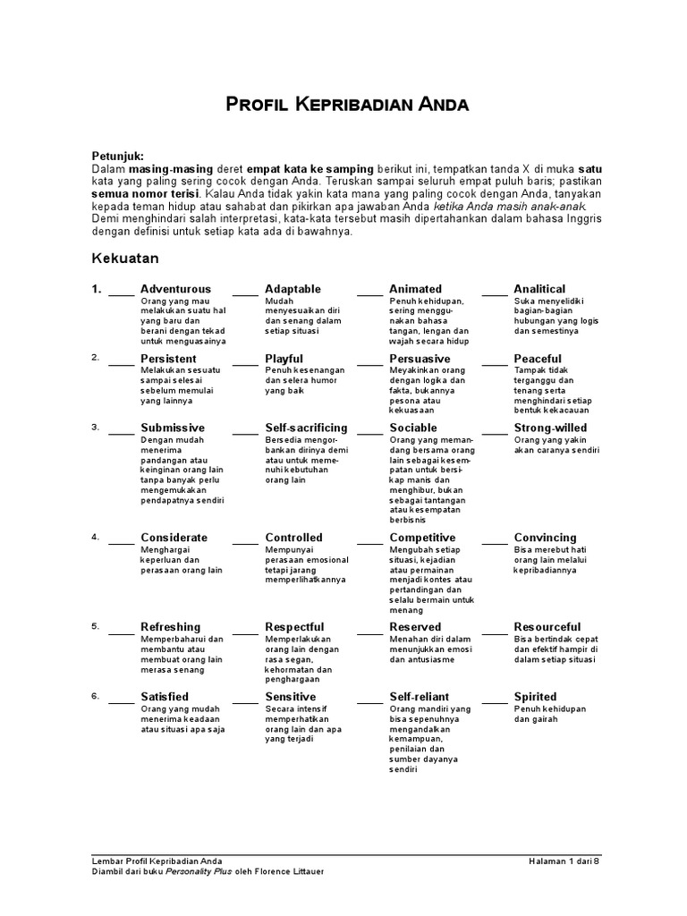 Tes Kepribadian Personality Plus | PDF