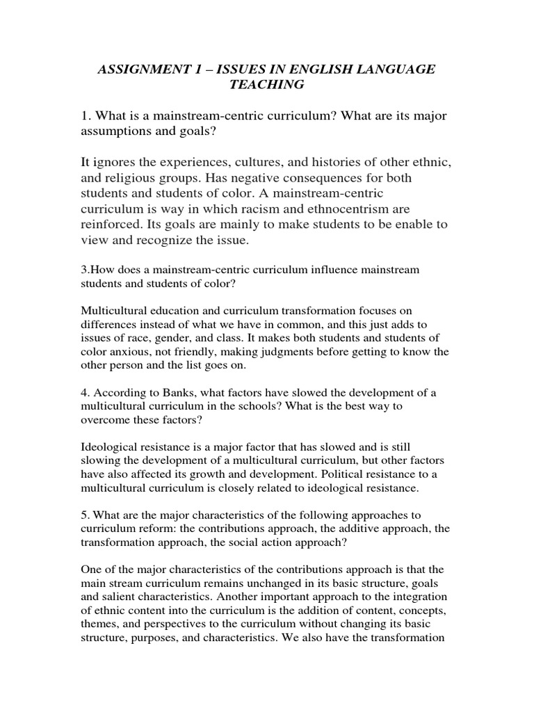 Issues in English Language Teaching PDF Multiculturalism Curriculum