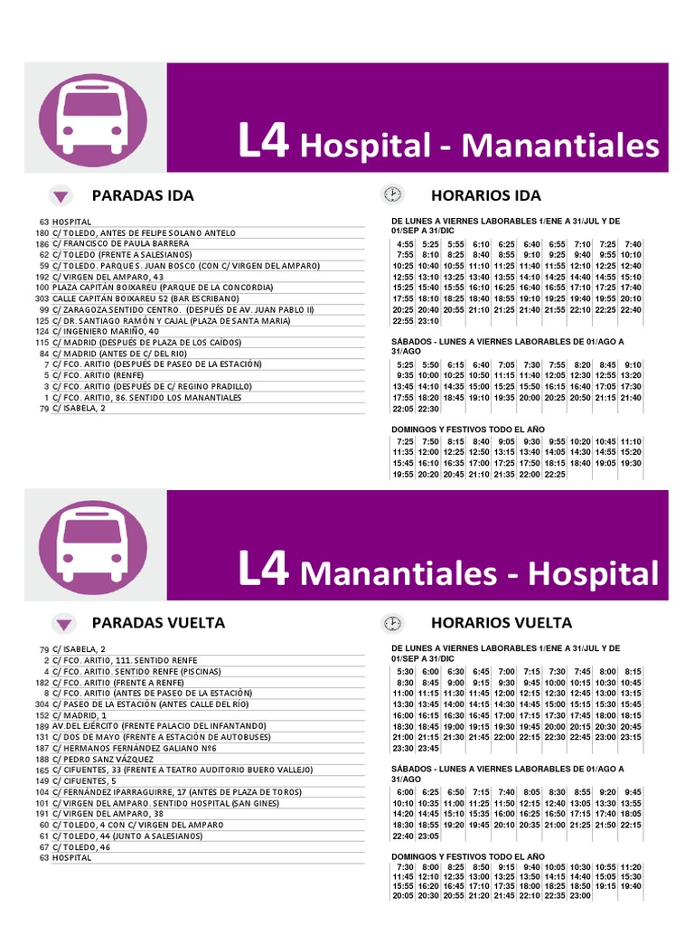 Horarios de Autobús Línea 4 | PDF | España