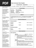 Basic Curriculum Vitae Template