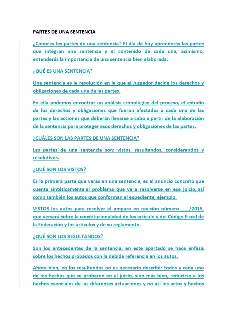 Partes de Una Sentencia