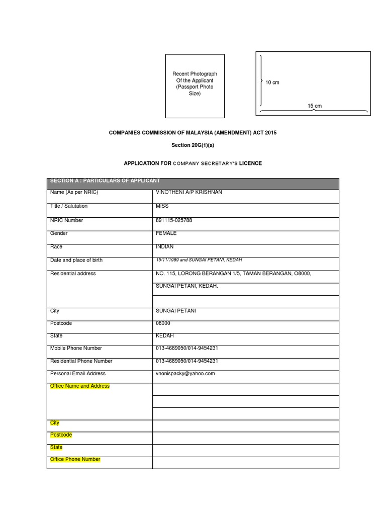 Application for Company Secretary License | PDF | Government | Justice