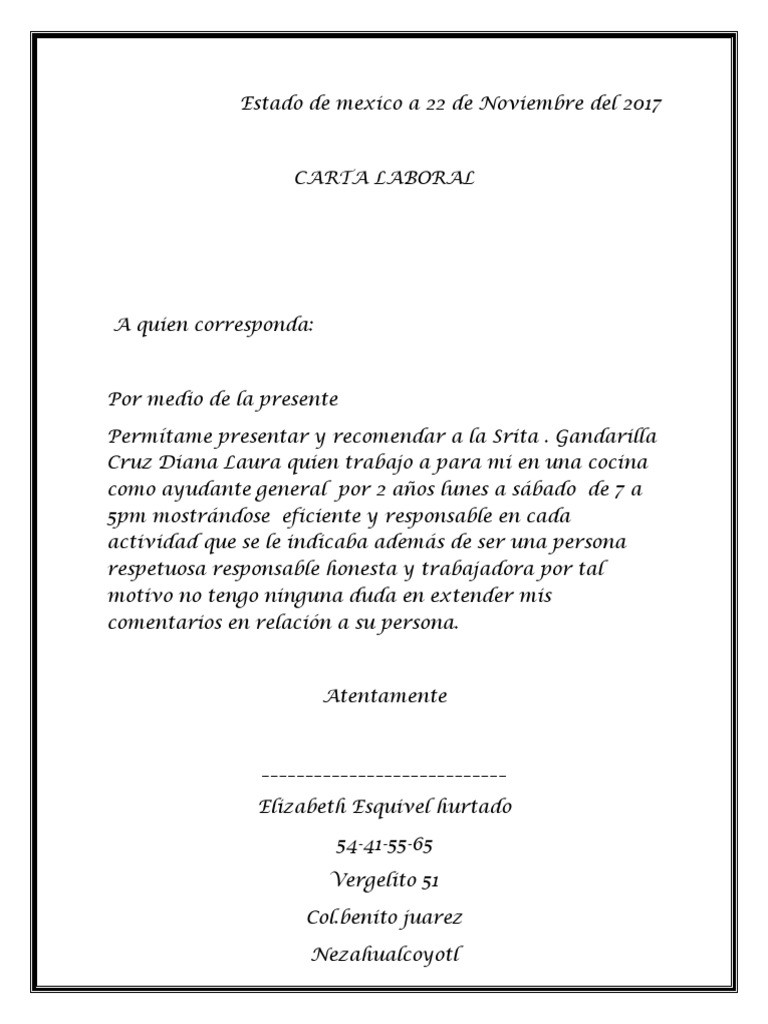 Carta de Recomendacion