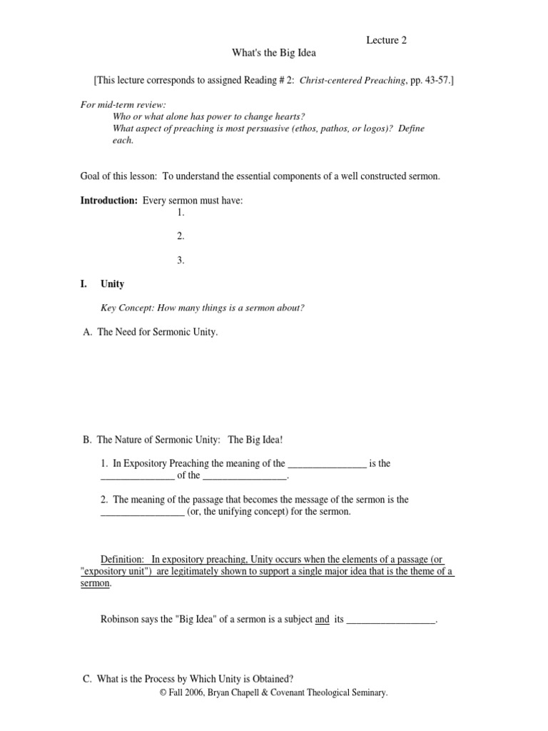 What Is The Big Idea - Study Guide | PDF | Expository Preaching | Sermon