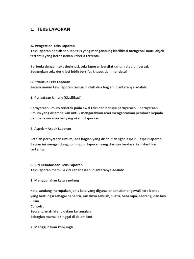 Teks Laporan Dan Unsur Intrinsik
